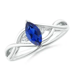 1 CT. Marquise Sapphire Three Stone Infinity Ring