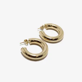 14k Gold Tube Hoop Earrings