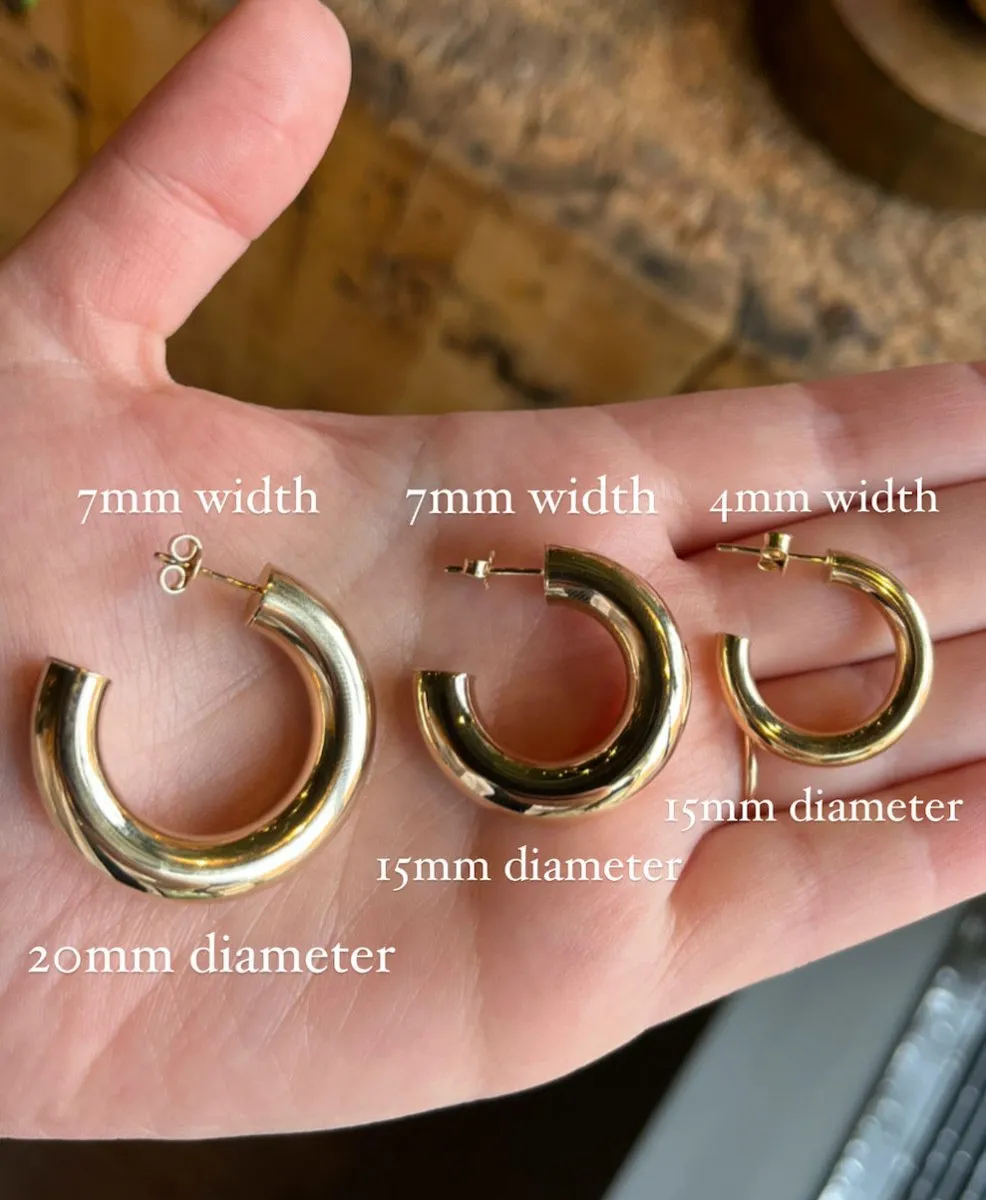 14k Gold Tube Hoop Earrings