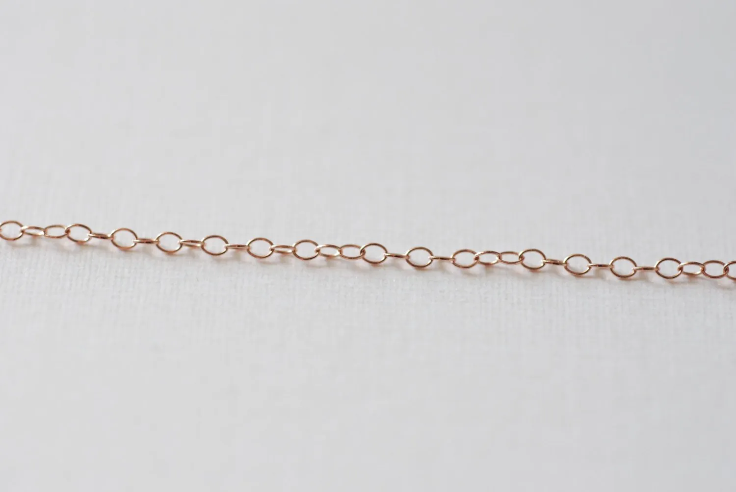 14k Rose Gold Filled Chain by the Foot - 1.3mm Flat Round Cable Chain - Thin Chain - Pink Gold Chain - Wholesale Chain - Custom Length