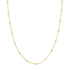 14k Two-Tone Disco Bead Chain Necklace