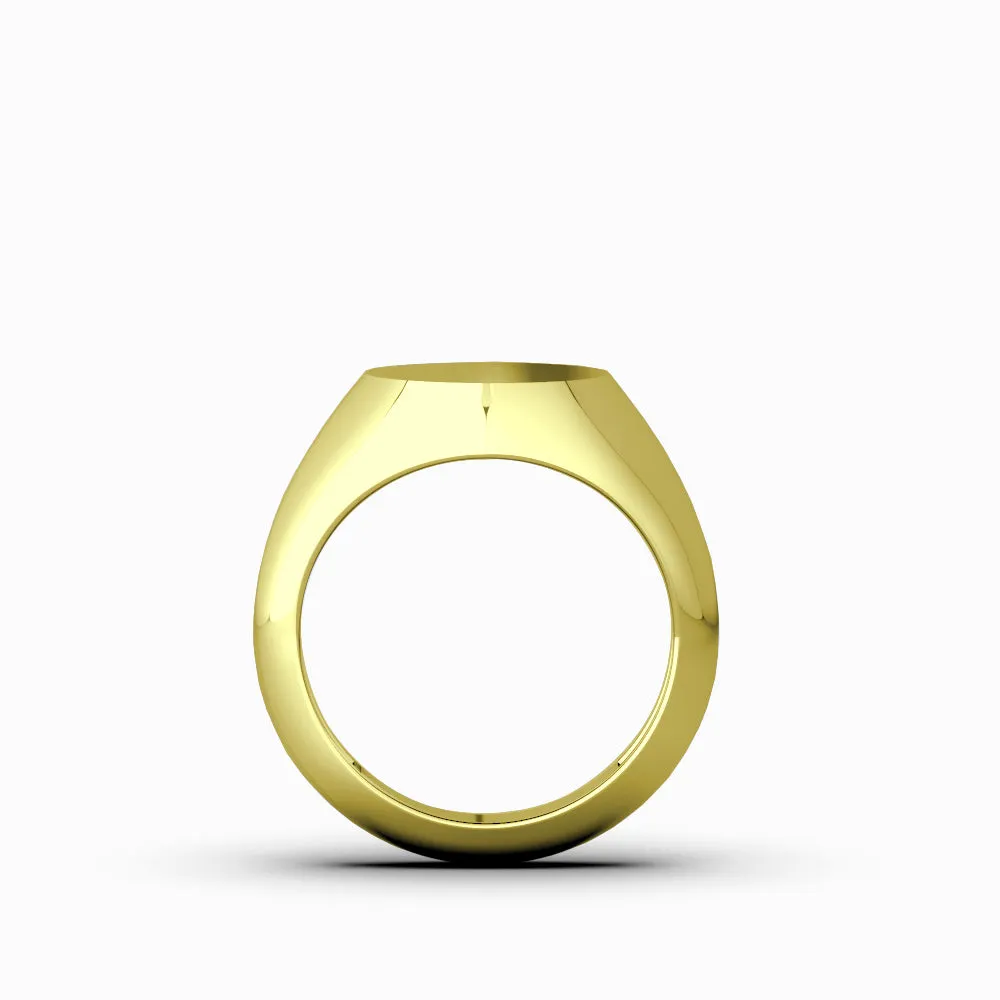 14k Yellow Gold Blank Round Pinky Signet Band Ring For Men