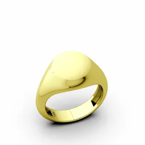 14k Yellow Gold Blank Round Pinky Signet Band Ring For Men