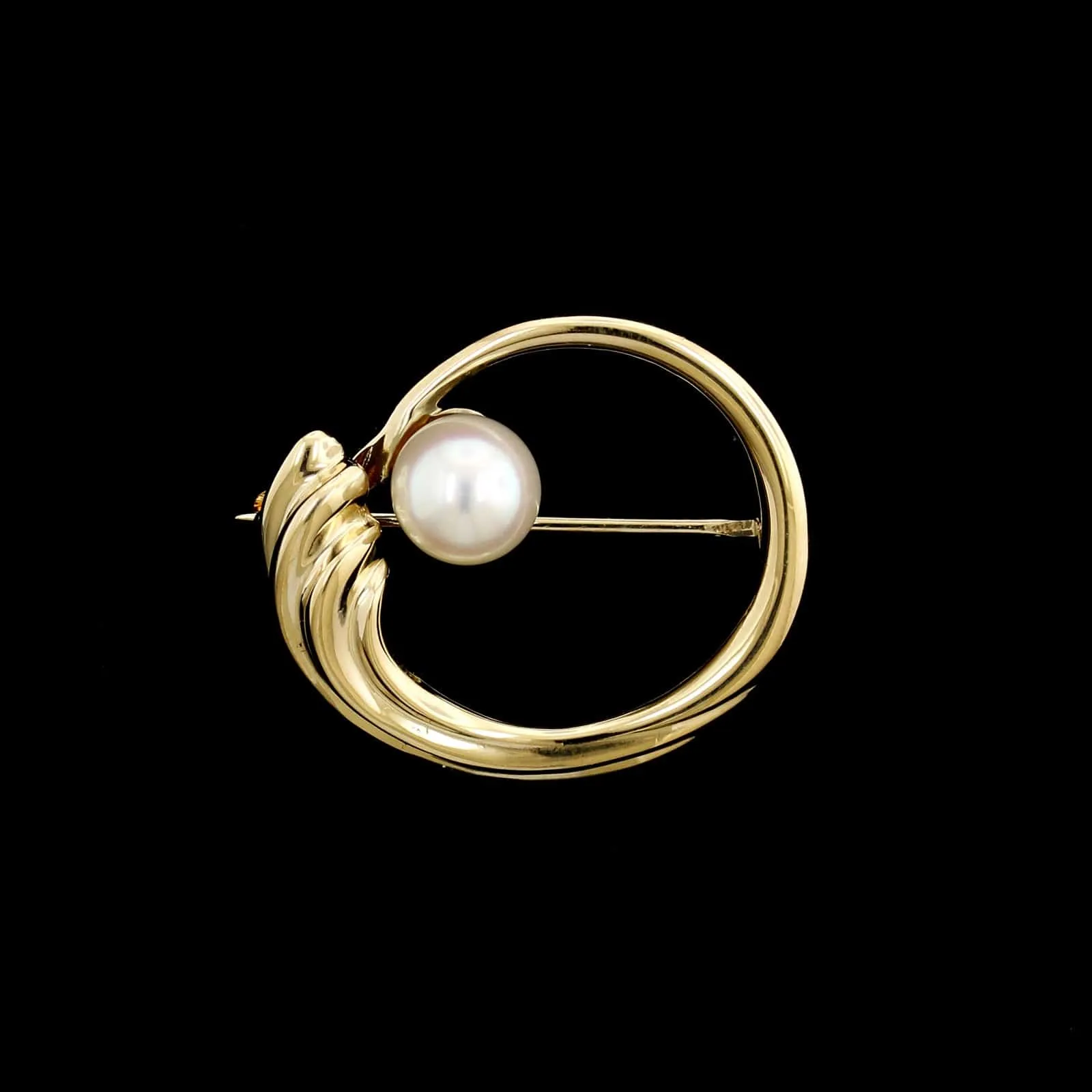 14K Yellow Gold Cultured Pearl Pin