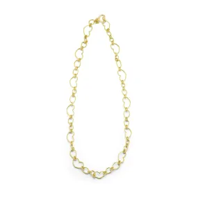 18K Yellow Gold Heart Chain Link Necklace