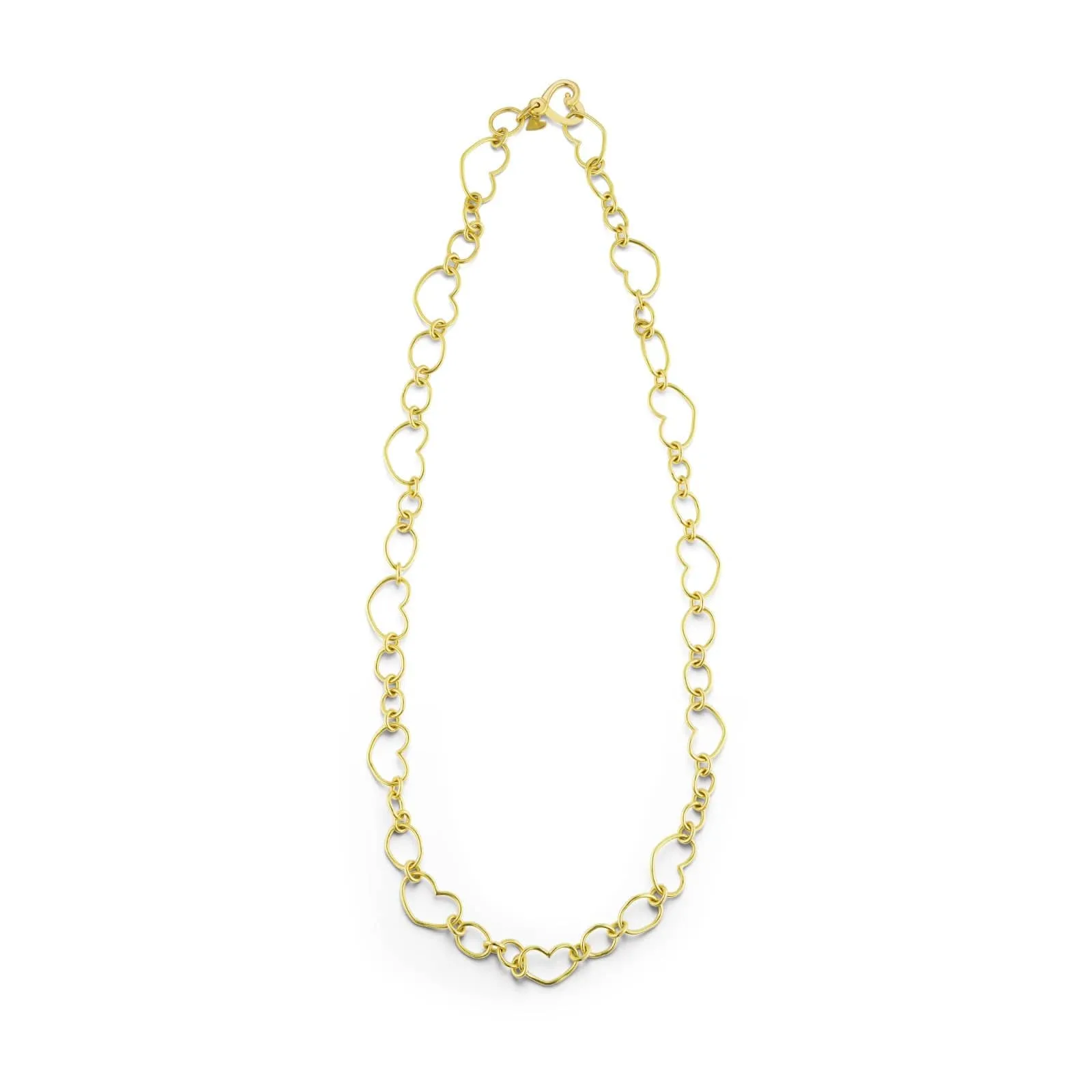 18K Yellow Gold Heart Chain Link Necklace