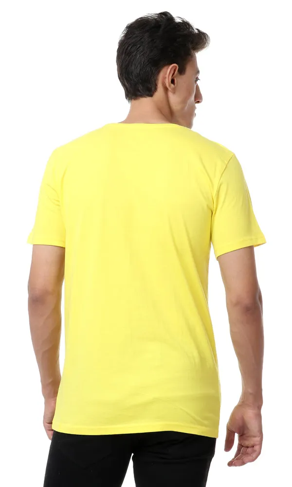 57555 Printed Crew Neck Slip On T-Shirt - Yellow