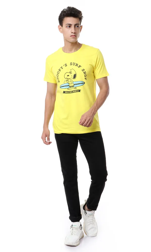 57555 Printed Crew Neck Slip On T-Shirt - Yellow