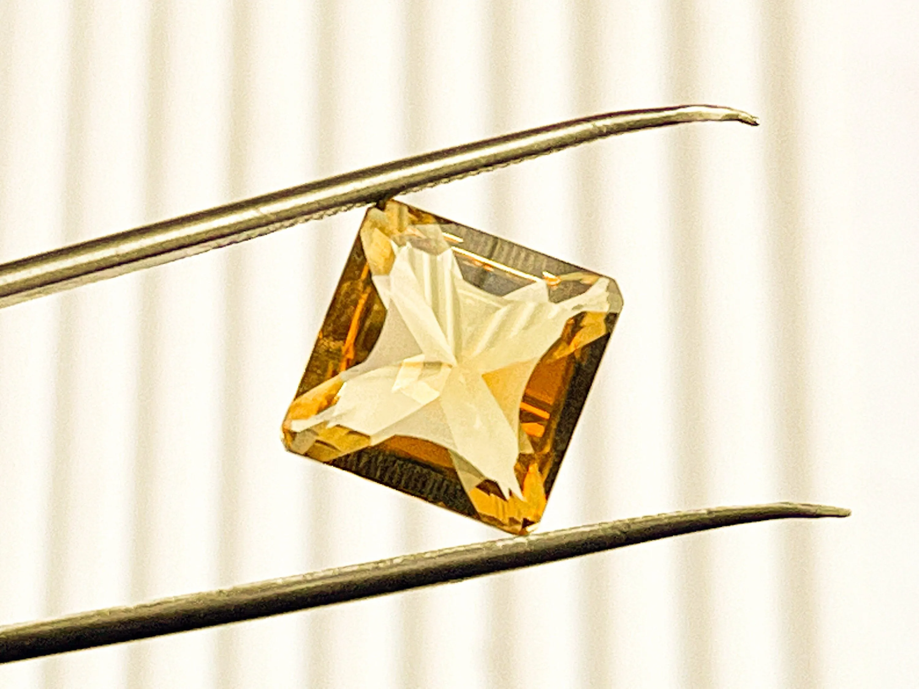 6.53 Carats Citrine Quartz Fantasy Concave Cut Square Shape, Citrine Gemstone, Citrine Concave Cut, Citrine Fantasy Cut, 12.25x12.25x6.75mm