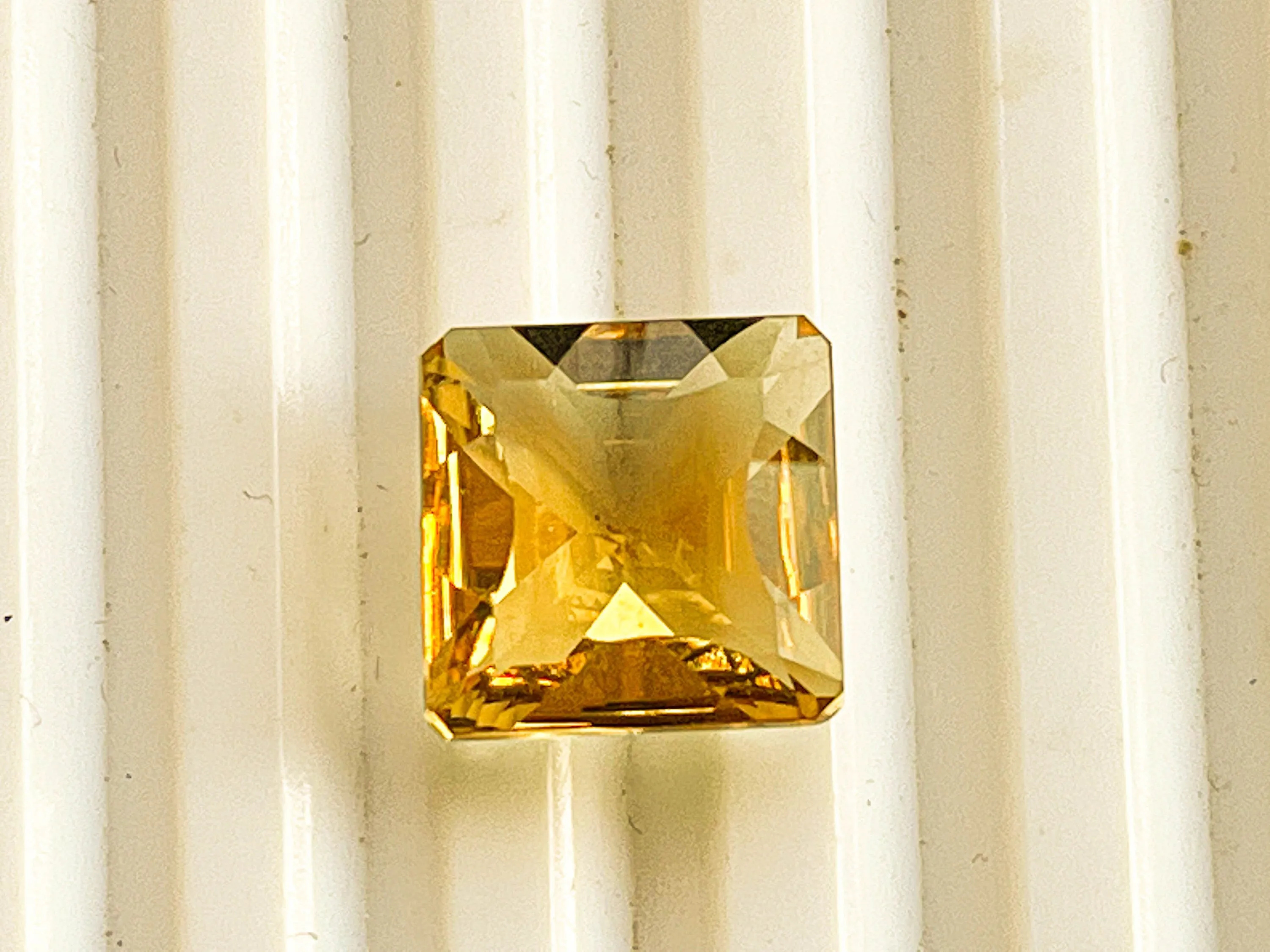 6.53 Carats Citrine Quartz Fantasy Concave Cut Square Shape, Citrine Gemstone, Citrine Concave Cut, Citrine Fantasy Cut, 12.25x12.25x6.75mm