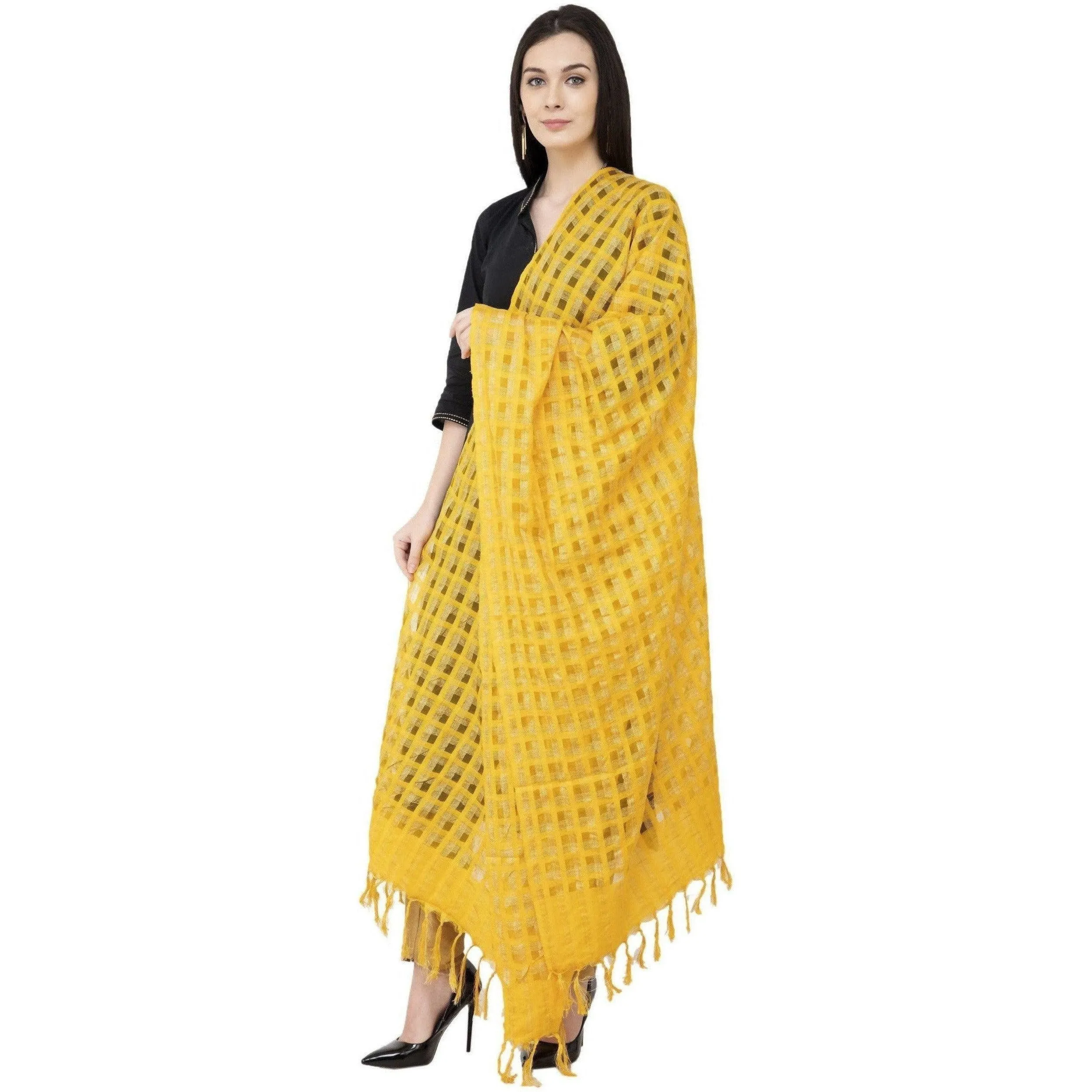 A R Silk Golden Box Regular Dupatta Yellow Color Dupatta or Chunni