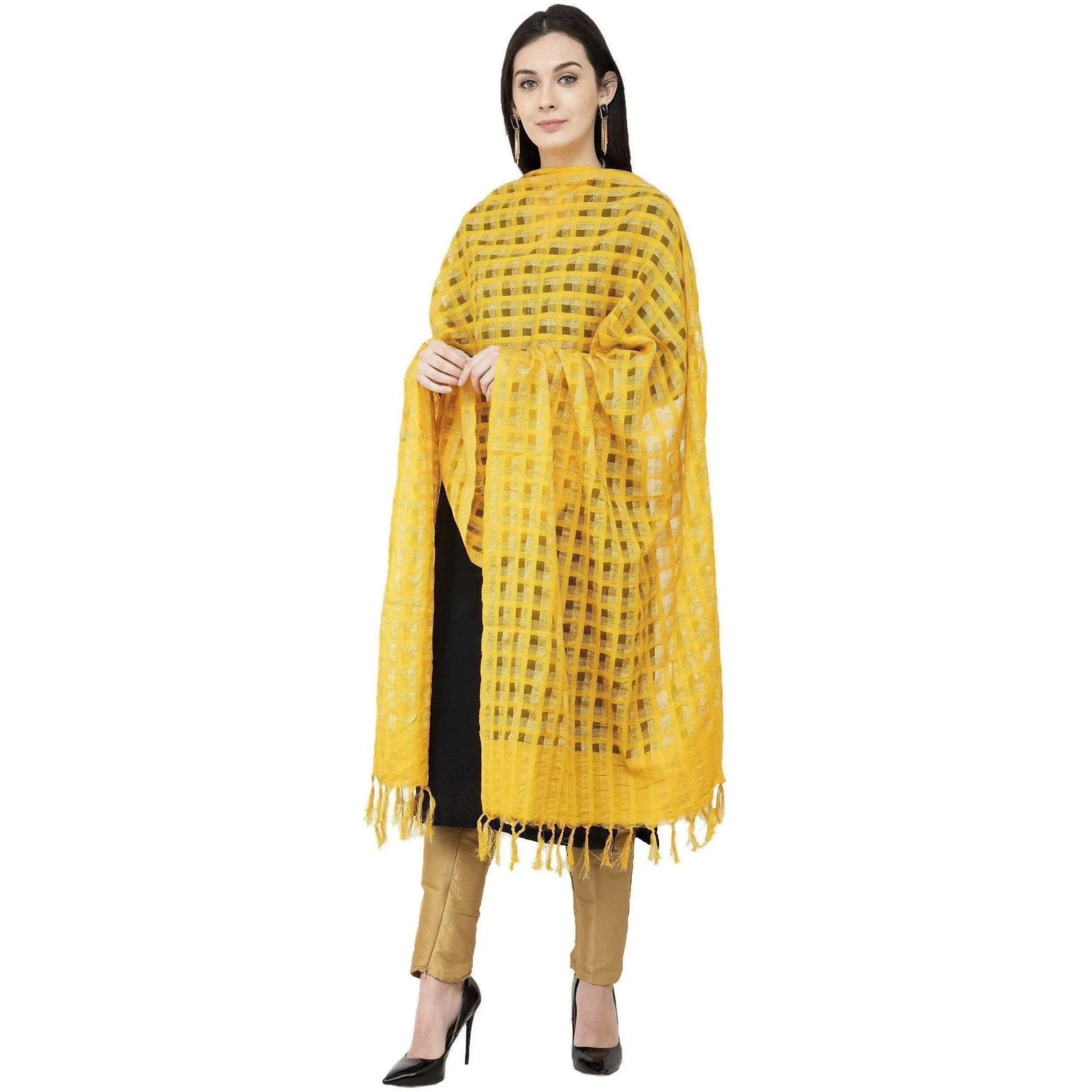 A R Silk Golden Box Regular Dupatta Yellow Color Dupatta or Chunni