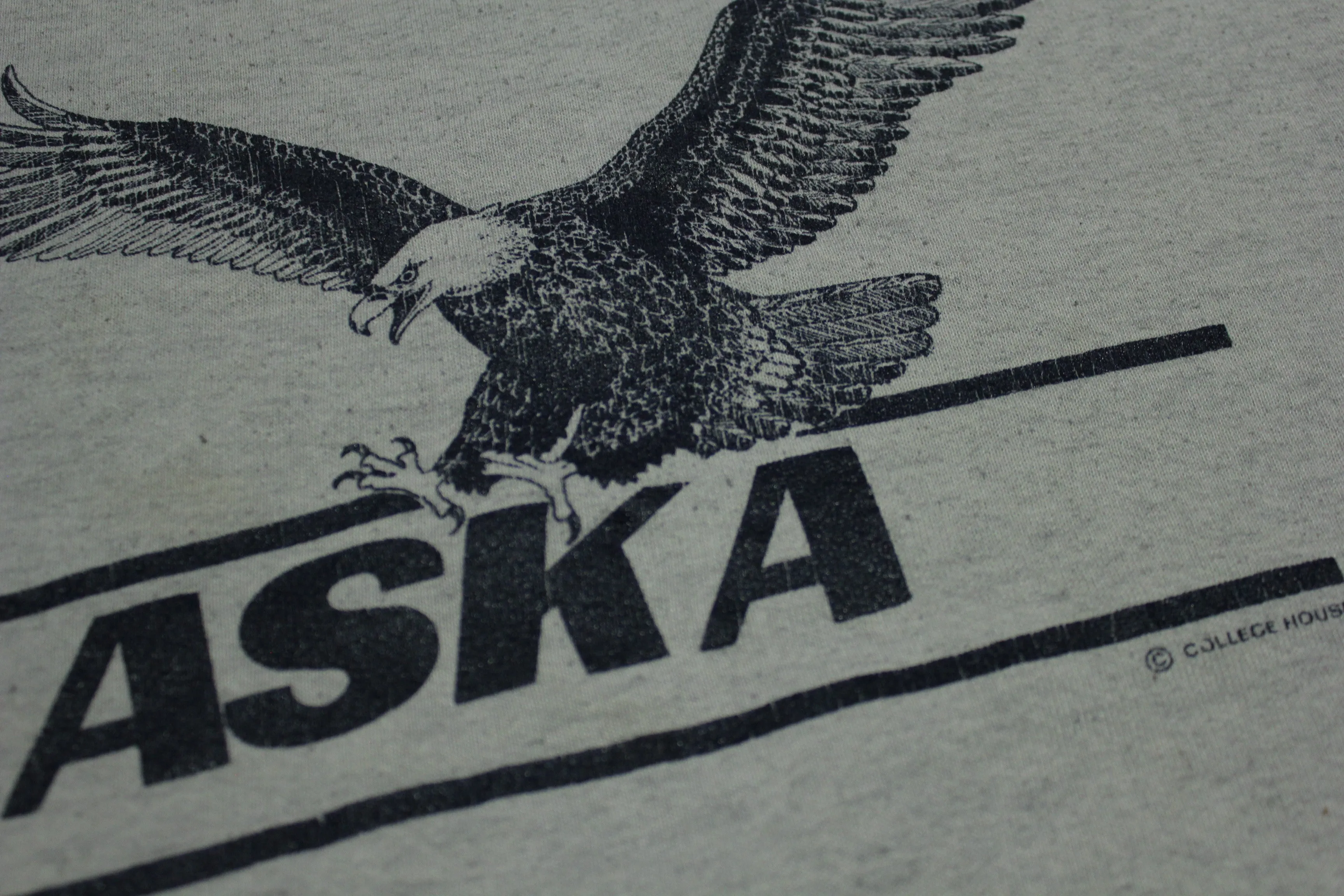 Alaska Eagle Vintage 80's Gray Pocket Crewneck Sweatshirt