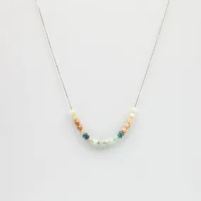 Amazonite & Ocean Jasper Adjustable Slide Chain Gemstone Necklace