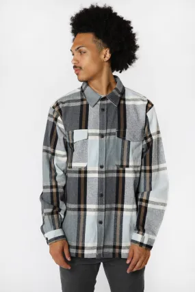 Amnesia Mens Cotton Plaid Button-Up