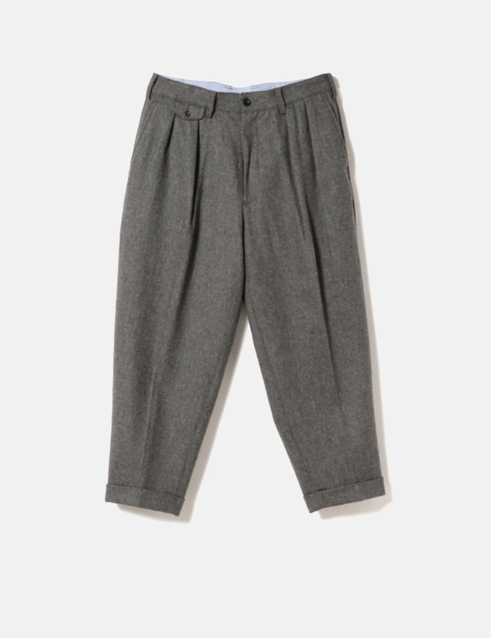 Beams Plus 2 Pleat Flannel Trousers - Grey