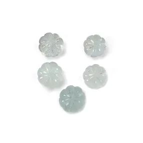 BLUE AQUAMARINE Gemstone Loose Beads : 13.65cts Natural Untreated Aquamarine Hand Carved Rondelle Beads 9mm - 7.5mm 5pcs