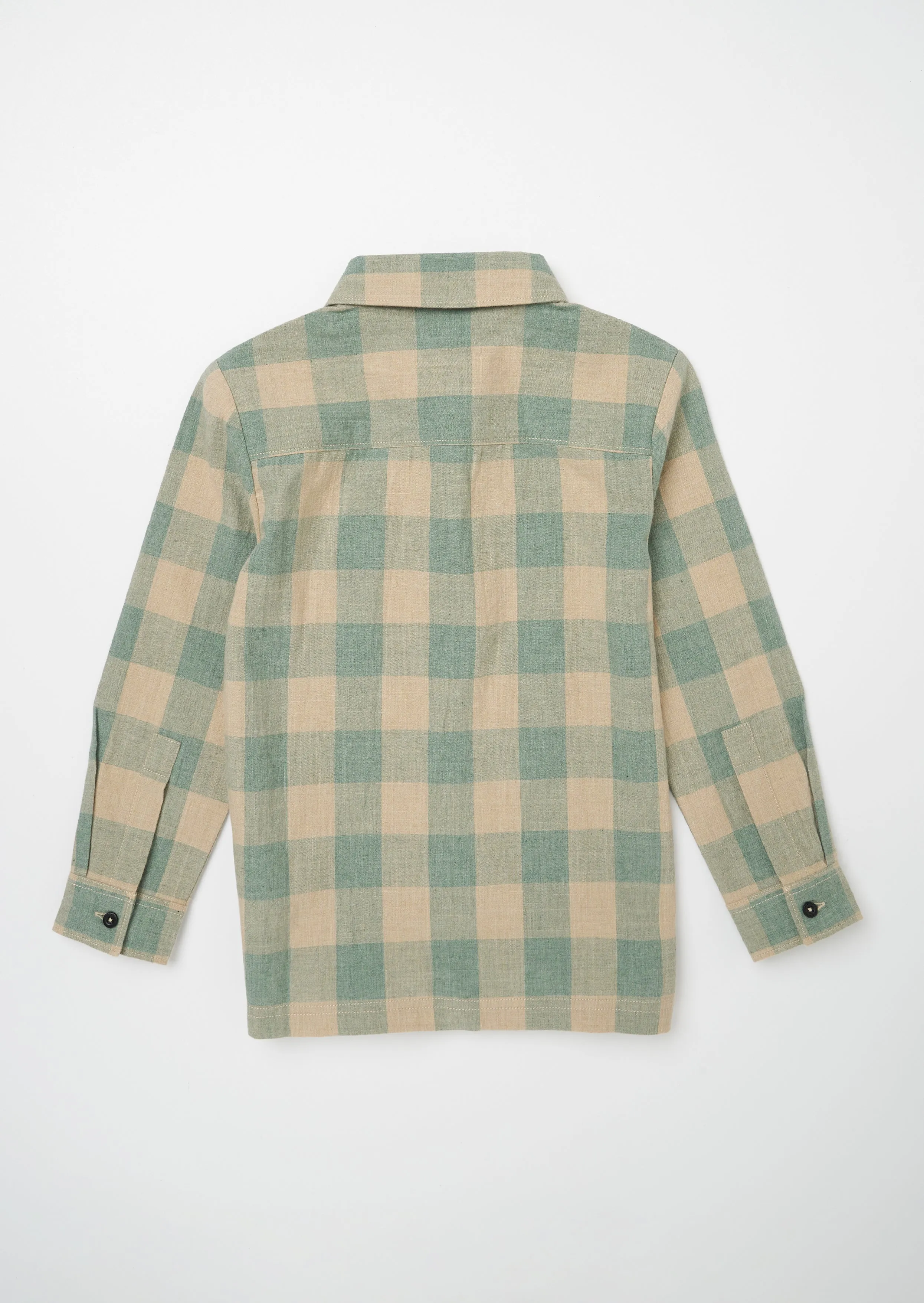 Boys Checked Full Sleeves Cotton Green Shirt