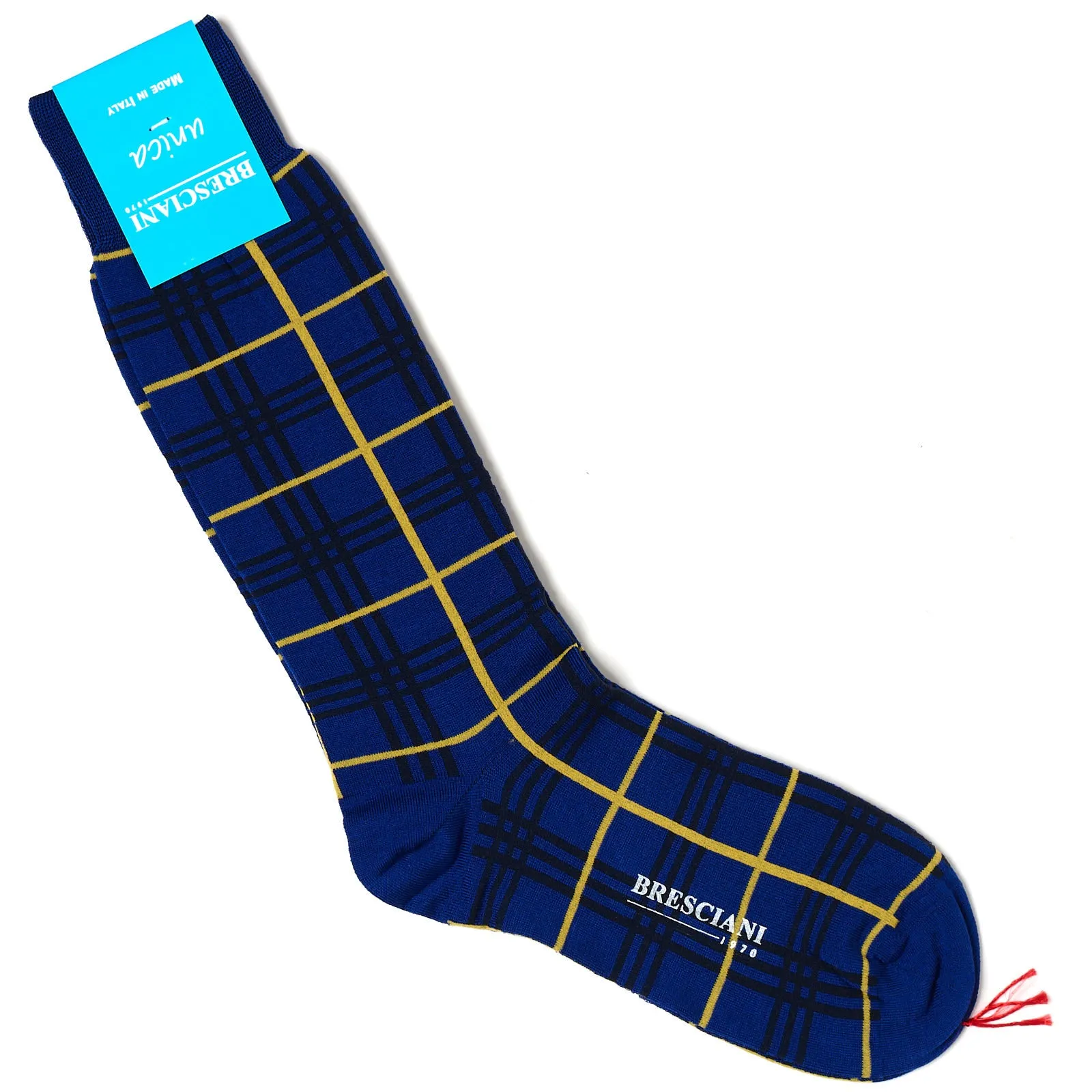 BRESCIANI Cotton Geometry Design Mid Calf Length Socks US M L