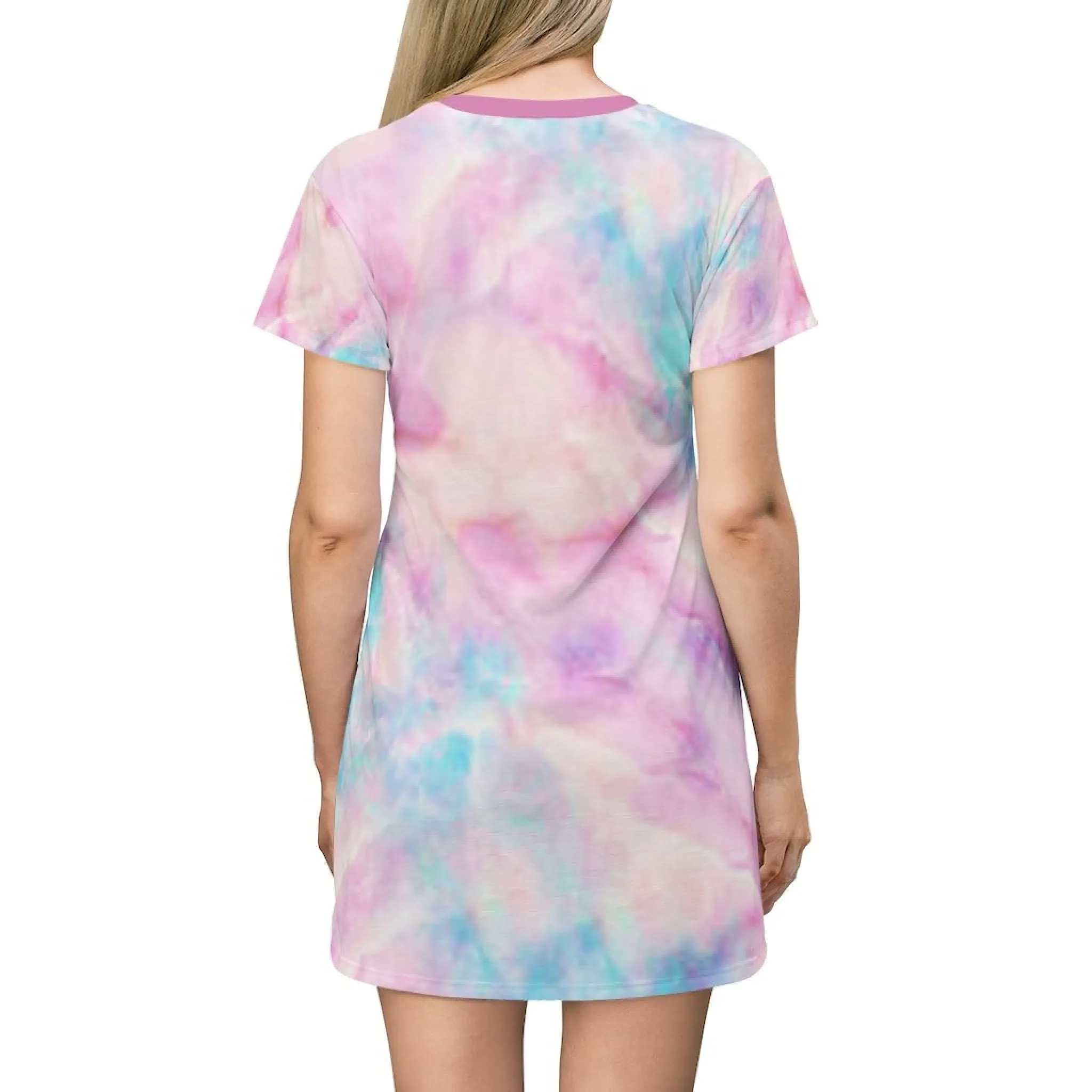 Bynelo Tie Dye Pastel Pink Print T-shirt Dress