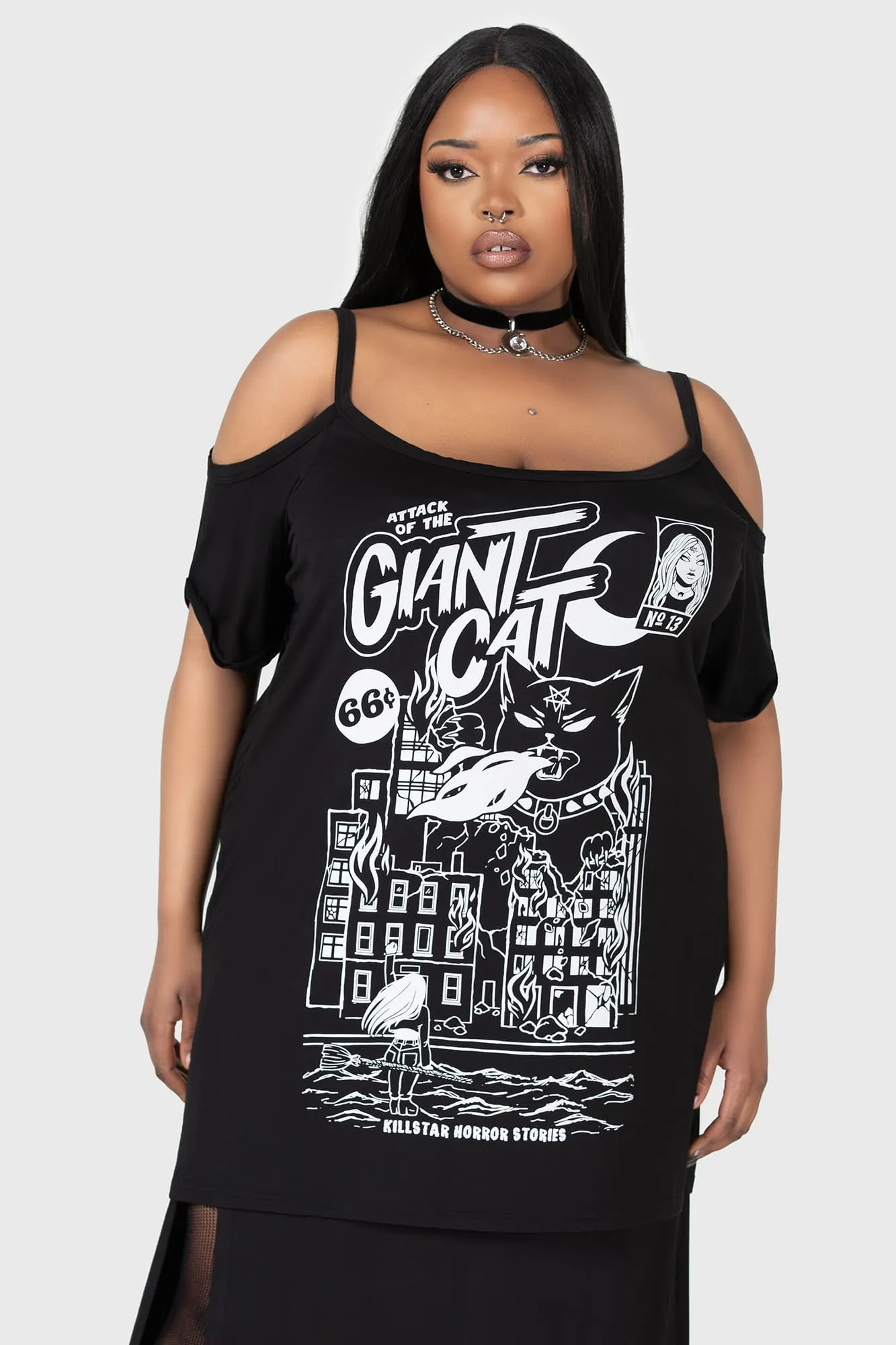 Cat Attack Distress Top [PLUS]