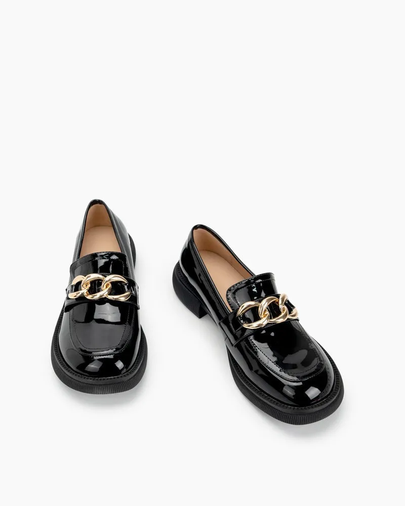 Chain  Lightweight Slip On Flat Penny Loafers