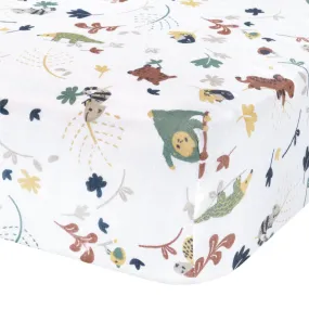 Cotton muslin fitted sheet - Green Jungle