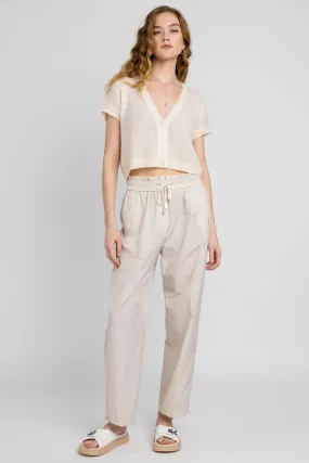 Cotton Poplin Pant in Sesame Beige