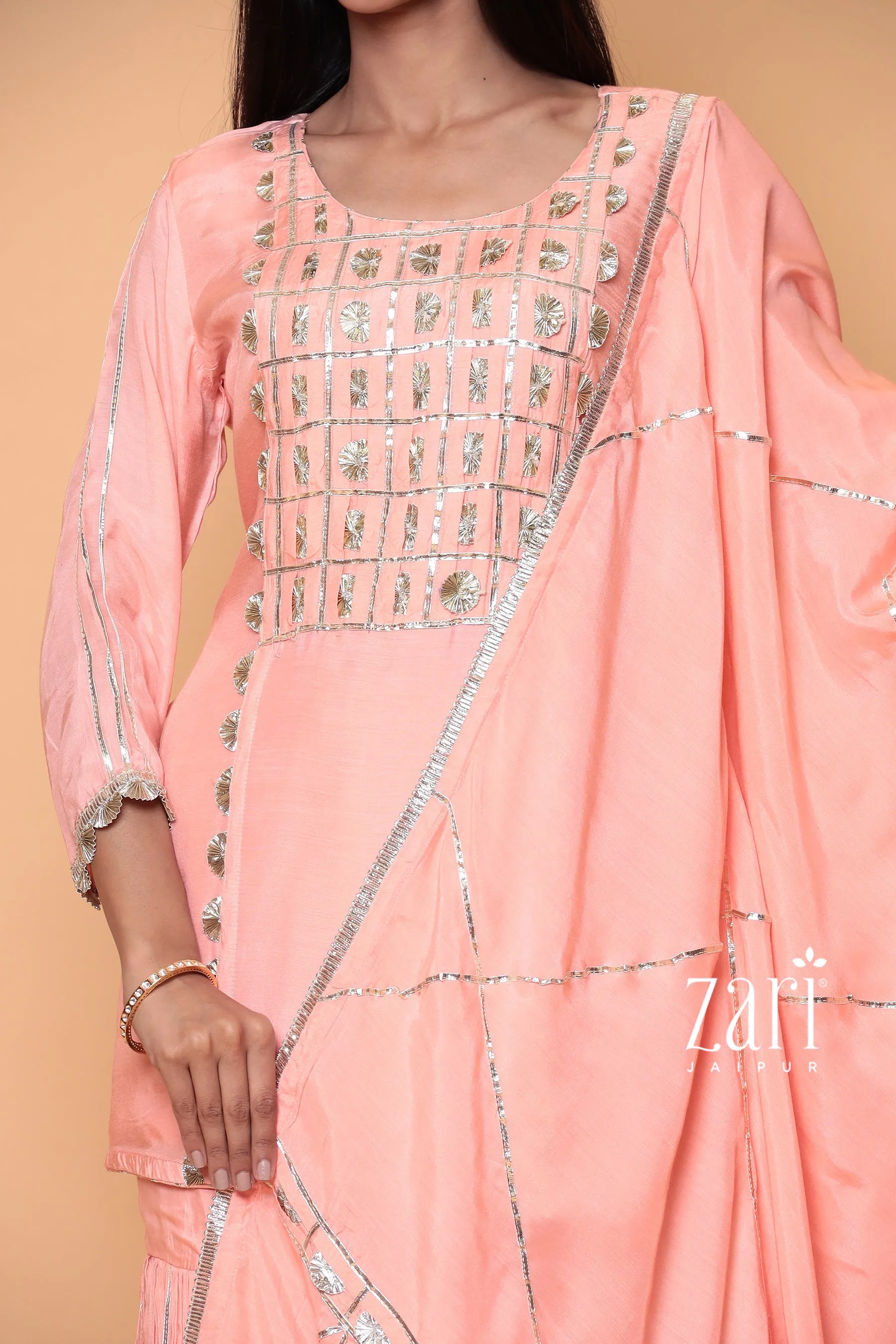 Cotton Silk Sharara Suit with Gota work.