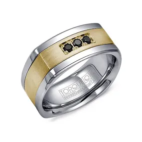 Crown Ring Cobalt & Yellow Gold Black Sapphire Wedding Band