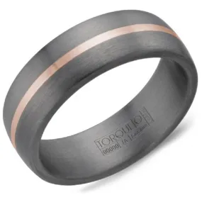 Crown Ring Torque Grey Tantalum & Rose Gold 7mm Wedding Band