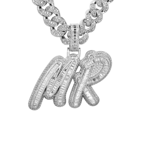 Custom Iced Out Multi-layer Baguette Font Pendant