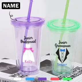 Custom Name Married Tumbler with Straw - 16 OZ. Bridesmaid Gift