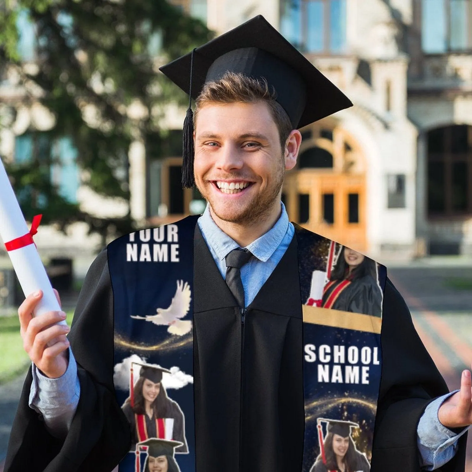 Custom Photo&Name Graduation Stoles Sash Class of 2024 Graduation Gift