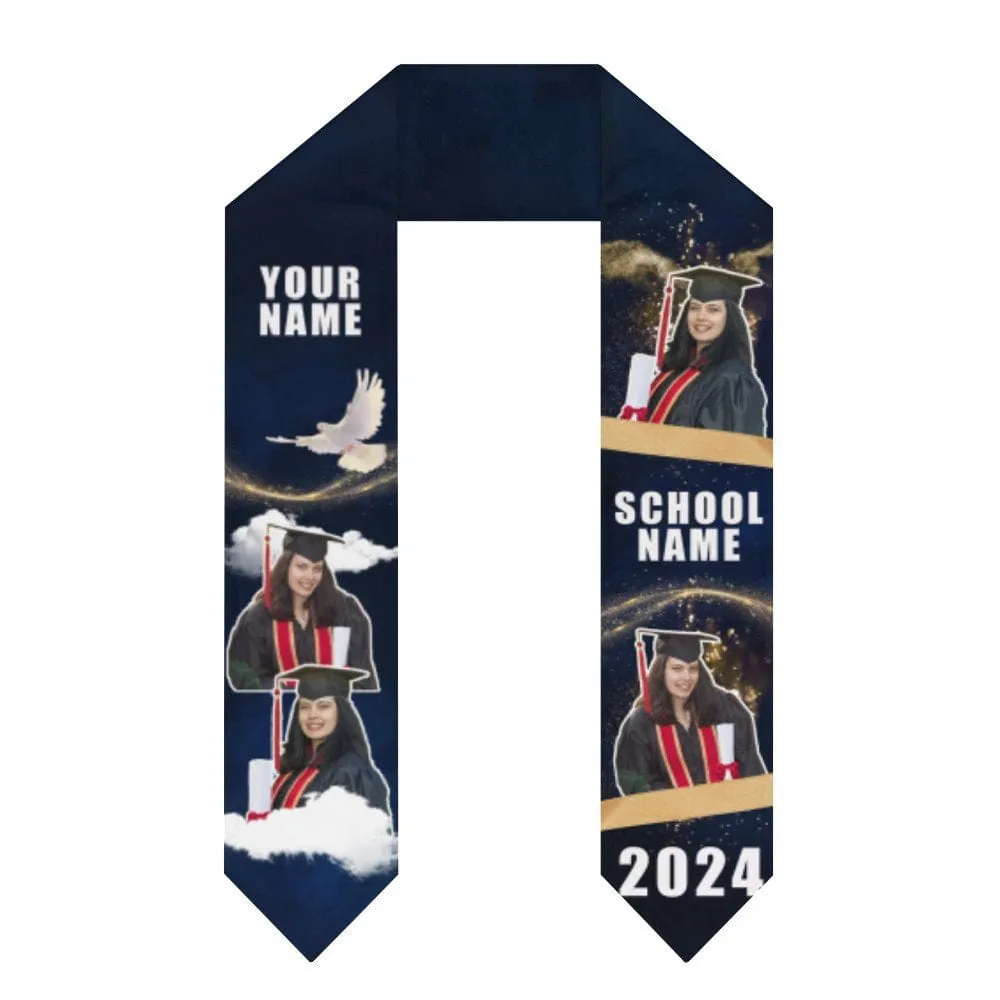 Custom Photo&Name Graduation Stoles Sash Class of 2024 Graduation Gift