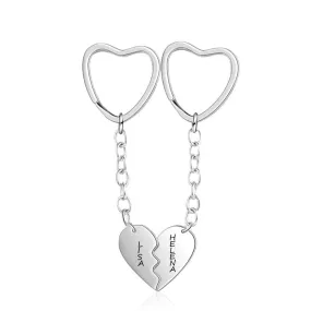 Customized Engraved Breaking Heart-Shaped BFF Key Chains