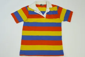 DeeCee Made in USA Striped Vintage 70's Preppy Short Sleeve Polo Shirt