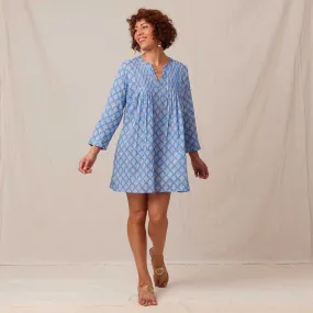 Fifer Blue blu Cotton Pintuck Beach Coverup