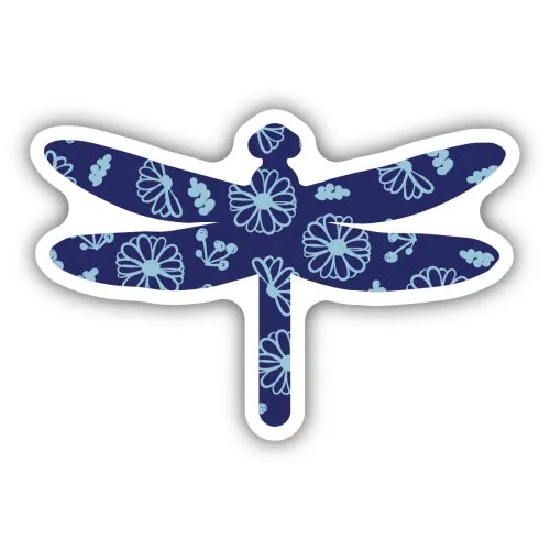 Floral Dragonfly Vinyl Sticker Decal