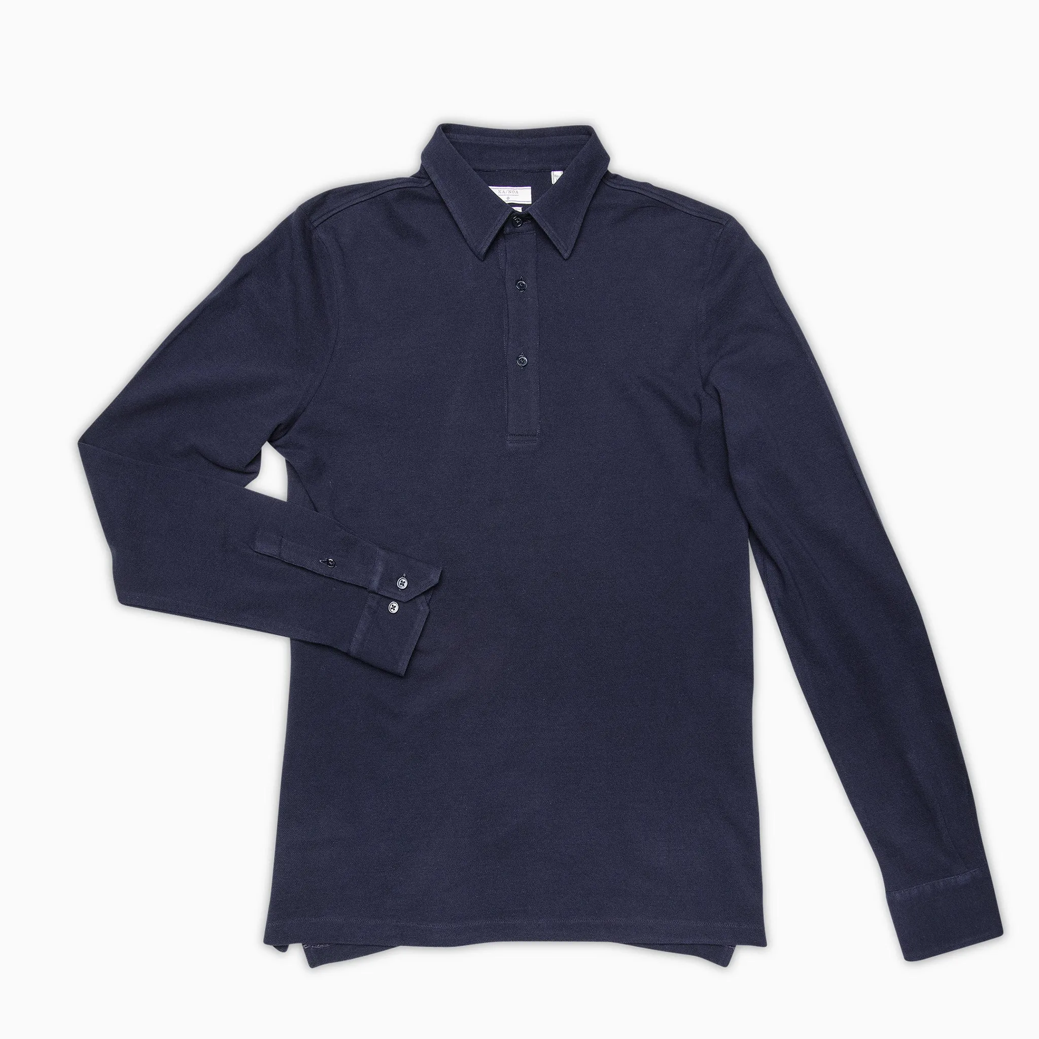 Jean long-sleeved polo in compact fine piquet (dark blue)