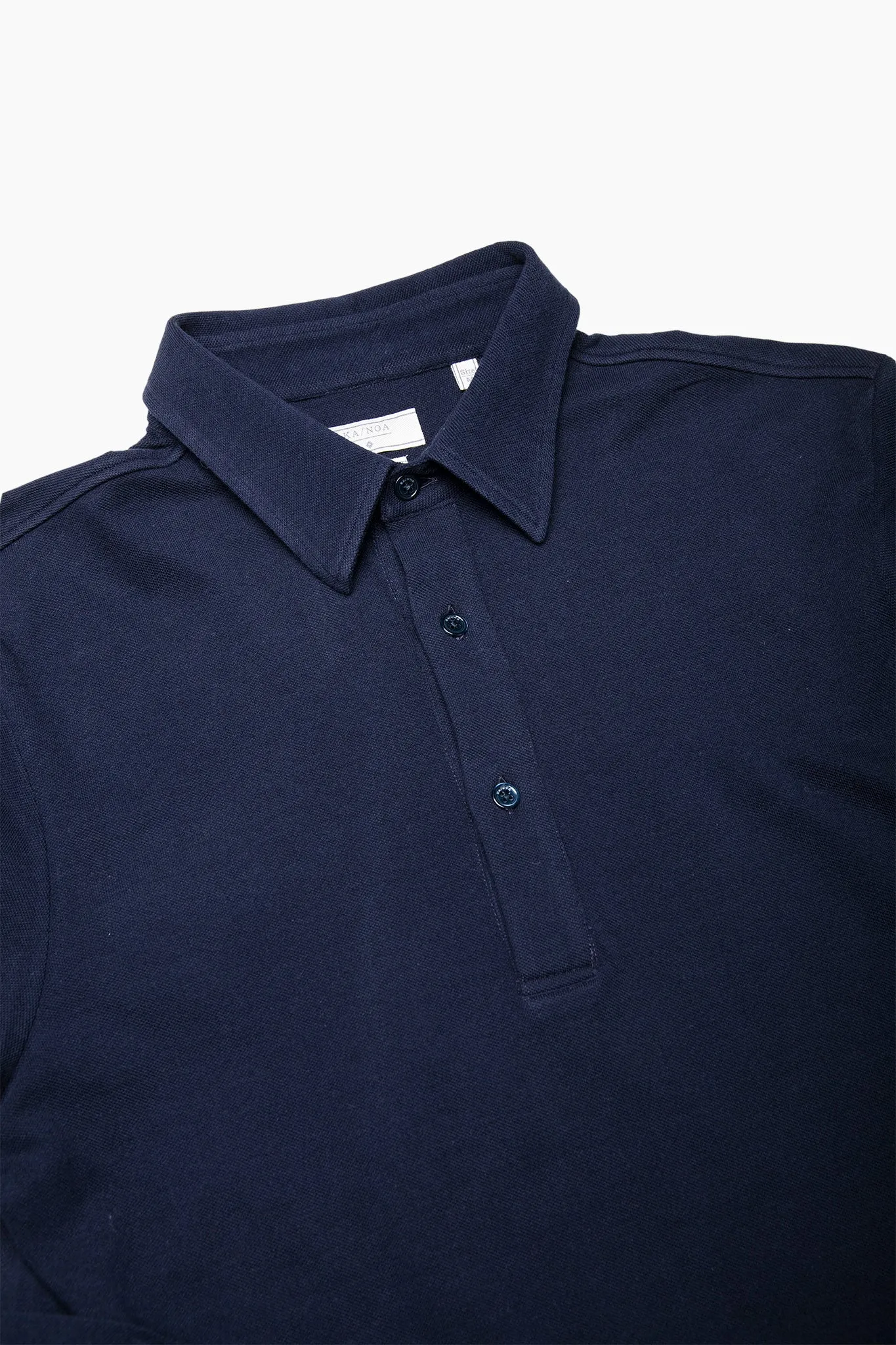 Jean long-sleeved polo in compact fine piquet (dark blue)