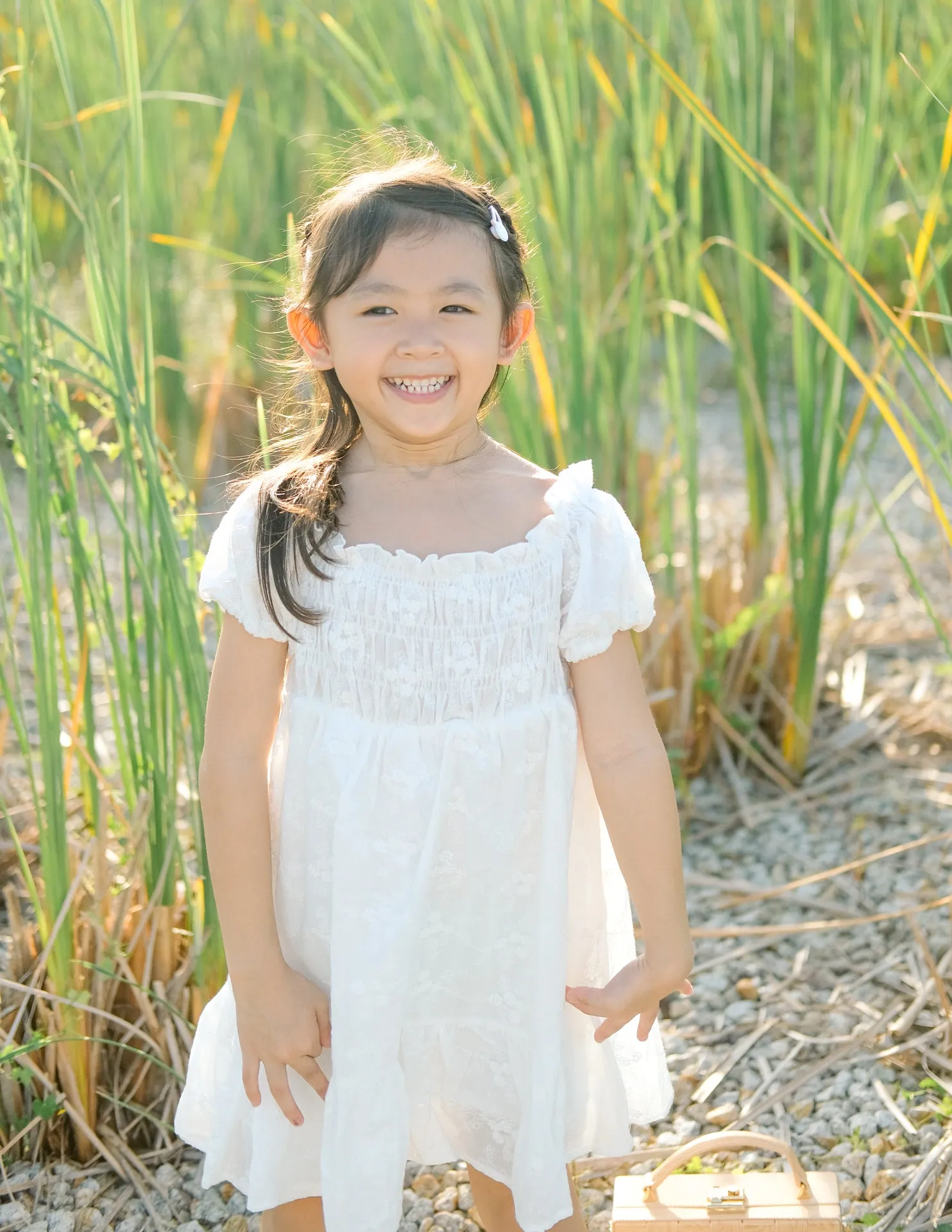 *KIDS* Mikaela Dress in White Embroidery