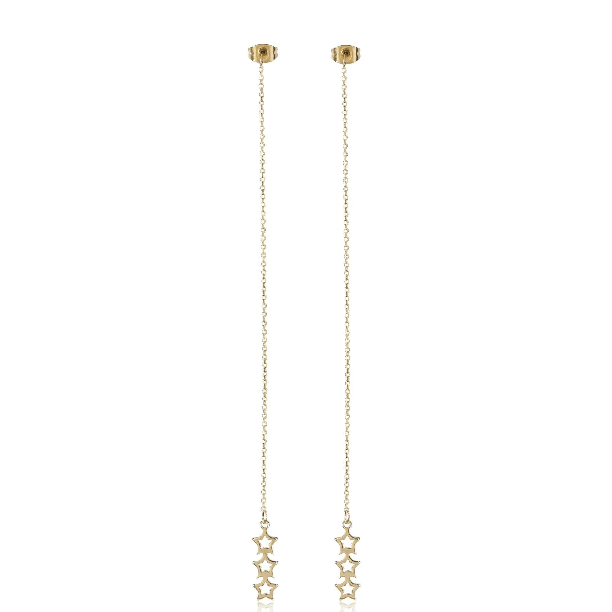 Korean-Style 3 Star Drop Earrings