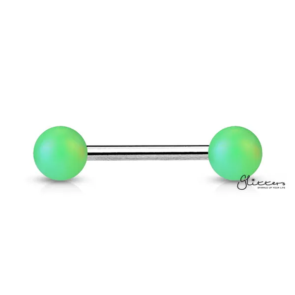 Matte Finish Pearlish Ball with 316L Surgical Steel Tongue Barbells