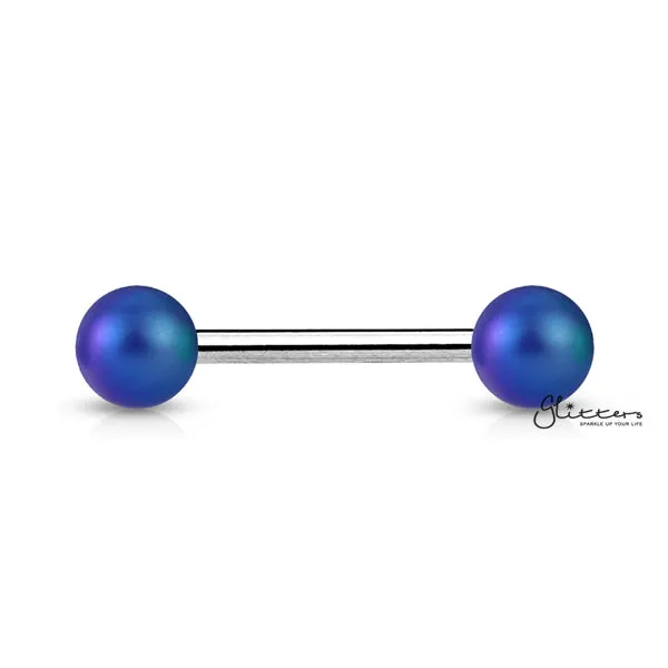 Matte Finish Pearlish Ball with 316L Surgical Steel Tongue Barbells