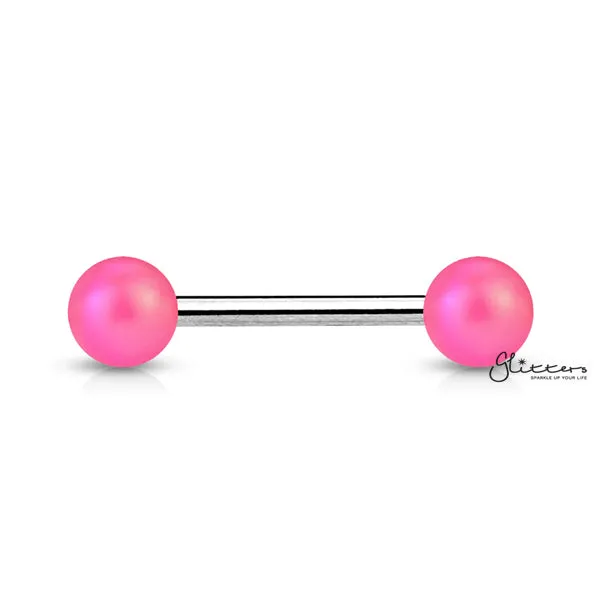 Matte Finish Pearlish Ball with 316L Surgical Steel Tongue Barbells