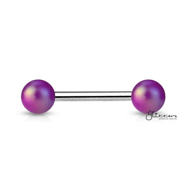 Matte Finish Pearlish Ball with 316L Surgical Steel Tongue Barbells