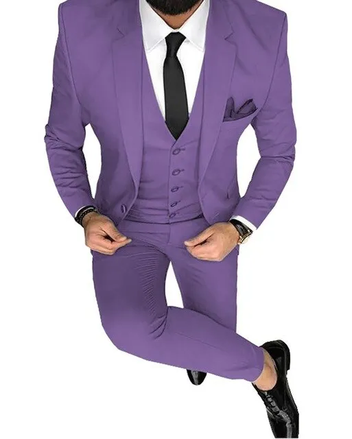 Men Suit Prom Tuxedo 3 Piece (jacket vest pant) Groom Wedding Suit For Men