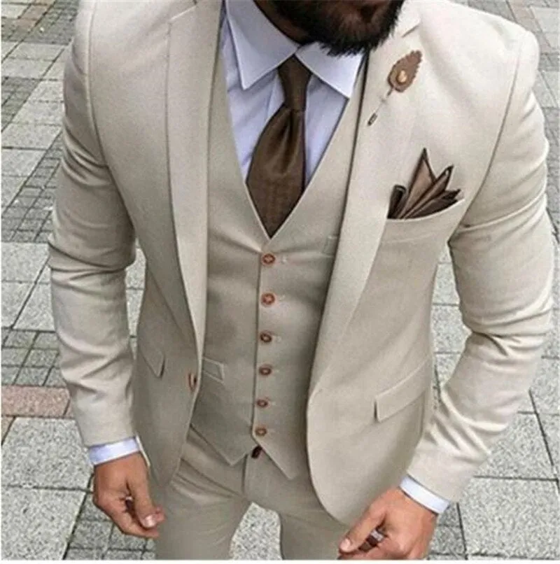 Men Suit Prom Tuxedo 3 Piece (jacket vest pant) Groom Wedding Suit For Men