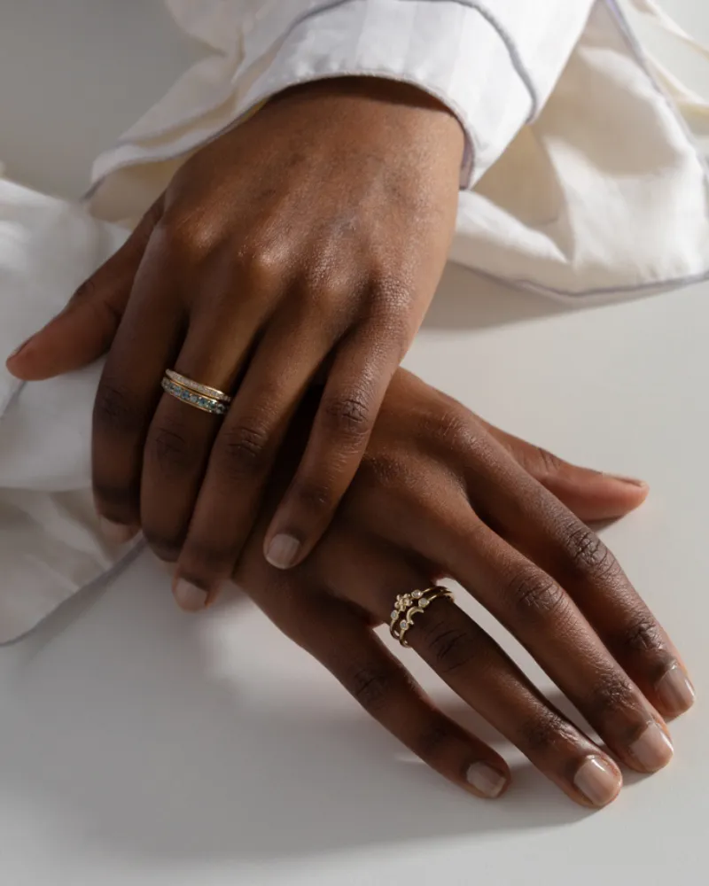 Mini Moon Ring in Yellow Gold with Lab-Grown Diamonds